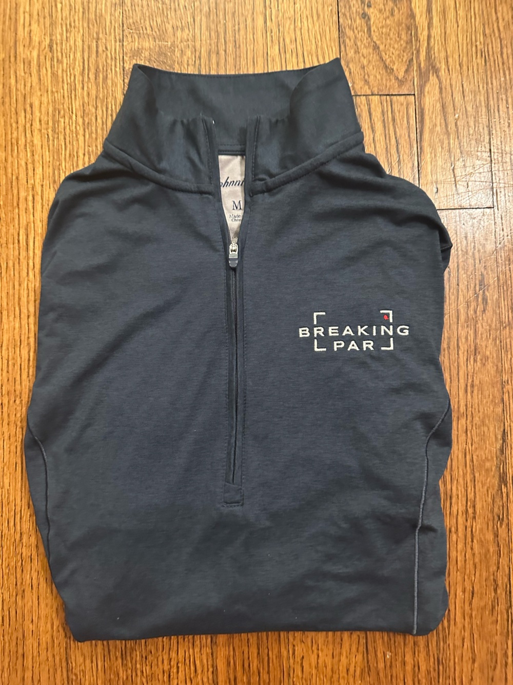johnnie-O Navy Quarter-Zip Pullover with Beige Neck Liner